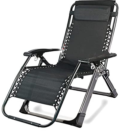 Terrassen-Lounge-Stühle, Sonnenliege, verstellbare, klappbare Chaiselongue aus Stahl für den Außenbereich, gepolsterter Schwerelosigkeits-Terrassenstuhl, atmungsaktiv, weich (Farbe: Stil 1, Größe: 180
