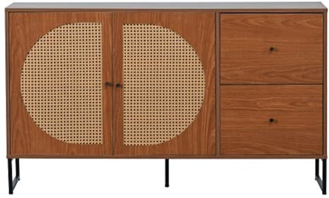 LUNEX HOME Anrichte für Wohnzimmer, hochwertig, mit Schubladen und Türen, Nussbaum (Stil 1)