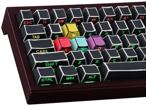 Sunzit PBT Custom 128 Key Cherry Profile Keycaps - Dye-Sub Sketch Black, Shine Through Side Printed for Cherry MX Switches ISO/ANSI UK Layout Mechanical Gaming Keyboard