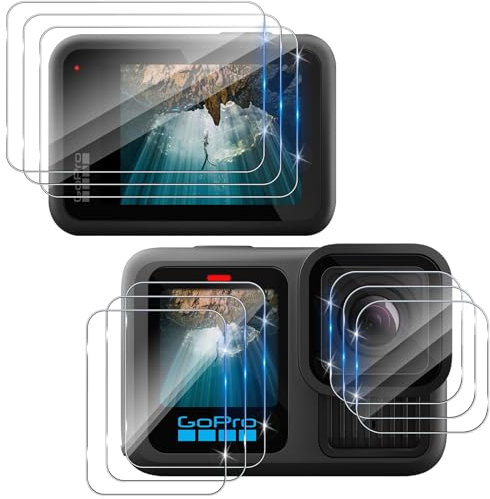 Funrae Zubehör Schutzfolie für Panzerglas Displayschutz für Go Pro Hero 13 Black mit Linsenschutz [3+3+3 PCS], Ultra-Klar Objektivschutzfolie, 9H Glas Anti-Kratzen Screen Protector Kamera Schützen