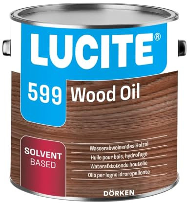 Lucite 599 Wood Oil Holz-Öl auf Leinöl-Basis wasserabweisendes Holzöl Farbe Teak, Größe 1 Liter