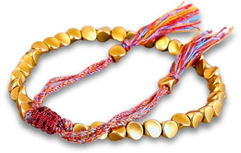 Bracelet Porte-bonheur Bouddhiste Tibétain en Cuivre et Coton (Taille unique)