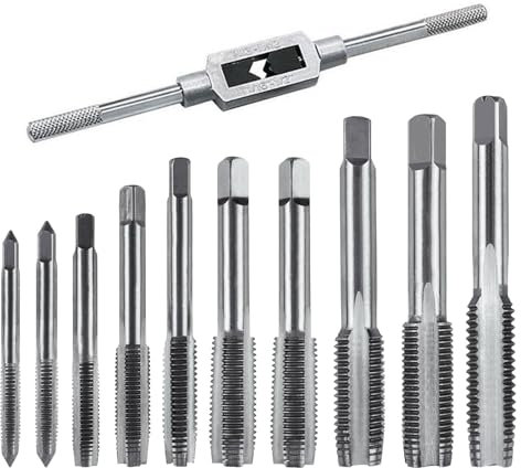 Micro Taps Bit Small Hand Screw Thread Taps Adjustable Reamer Tap Wrench Set High Speed Steel Thread Cutter Set M1-M8 for Wood, Plastic, Aluminum Or Others
