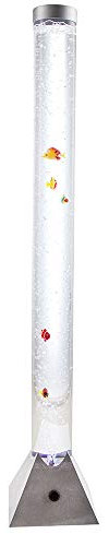 GLOBO LED Wassersäule Sprudelsäule mit fünf Deko-Fischen RGB-Farbwechsler Deko-Stehleuchte mit Fischen, Kunststoff, LED Farbwechsler, H 122 cm
