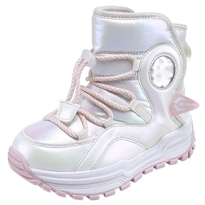 Stivali da neve per ragazze e ragazzi, caldi, comodi, antiscivolo, a metà polpaccio, imbottiti, piccoli, grandi, invernali, per bambini, taglia 40, Beige, 34 EU