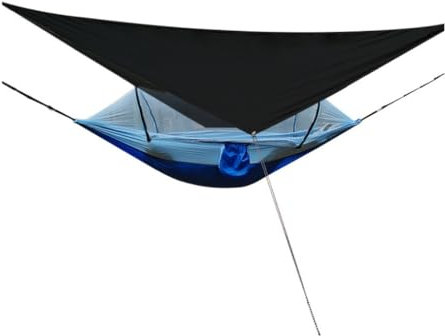 DWZXL Hamac Moustiquaire D'extérieur À Ouverture Rapide Automatique, Auvent en Tissu Parachute, Poteau, Moustiquaire Hamac Exterieur(Blue)