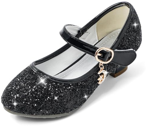 Cheerful Mario 5-10 Years Kids Girls Mary Jane Princess Court Shoes Sparkly Glitter Wedding Party