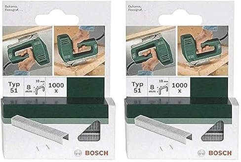 Bosch 1000x Klammer Typ 51 (Papier, Folien, Kunststoffplatten, Tapetenkleister, Akustikplatten, GFK, 10 x 1 x 8 mm, Zubehör Tacker) (Packung mit 2)