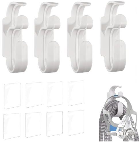 JINJUMEI 4 Stück CPAP Schlauchhalter, CPAP Stand System Atemschutzgerät Kommt mit 8 Selbstklebenden Rückseiten, CPAP Schlauch Organizer, Verhindert CPAP Schlauchverwicklung für Schlafapnoe Zubehör