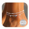 Maynor Fußkettchen für Damen Frauen Silber 925 Gold mit Herz Anhänger Fussketten Verstellbare Stapelbare Fußkette für Mädchen Handmade Sommer Strand Schmuck Geschenk