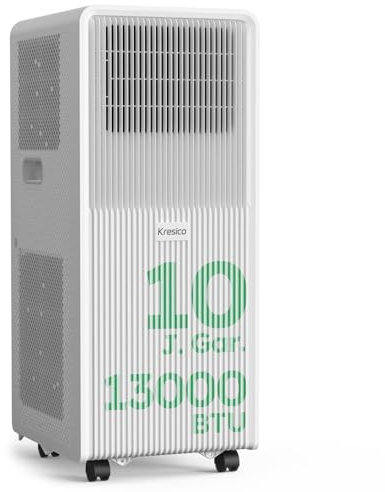 Kresico Mobile Klimaanlage 13000 BTU, Klimaanlage mobil mit Abluftschlauch, Mobiles Klimagerät mit Abluftschlauch für Räume bis zu 50m²/125m³, Klimagerät mit Timer, Fernbedienung, weiß
