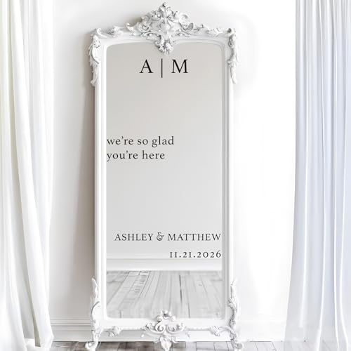 Adesivi Personalizzati For Specchi Da Matrimonio, Decalcomania In Vinile Con Nome E Data Personalizzabili, Decorazione Fai Da Te For Feste Di Compleanno(Style A)