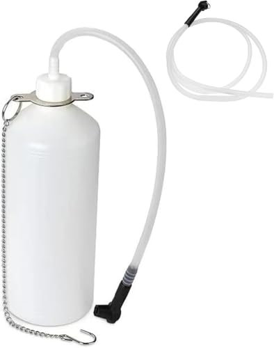 Alleshelfer 1L Bremslösevorrichtung, Bremsenentlüfterflasche mit Rückschlagventil, Bremsenentlüfterflasche Motorrad, mit 25 und 60CM Schlauch und Universal Gummi-Adapter Bremsenentlüftungsgerät