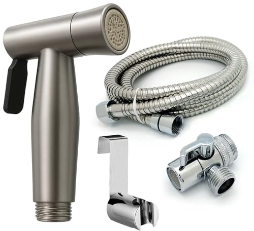 Home Range Silver Handheld Bidet Sprayer Set | Jet & Soft Spray for Toilet