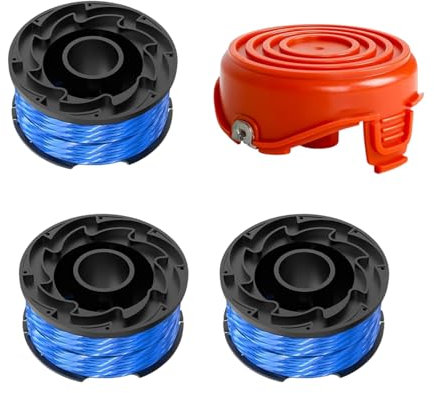 Lyshujli A6441 Bobine de rechange pour débroussailleuse compatible avec Black & Decker GL315, GL337, GL350, GL650, GL651, GL652, GL653, GL655, GL656 (3 bobines + 1 couverture) 0,2 cm 12,2 m