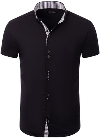 Reslad Hemd Herren Kurzarm Slim Fit | Kurzarmhemden Sommer | Stretch Hemden mit optimalen Komfort | Elegantes Business Männer Hemd RS-7035