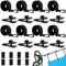 Qivine Accesorios de Enrollador Lona Piscina, Juego de 8 Fijación y Grapas para Sistema de Enrollado para Piscina, Pantalla Solar Cinchas de Amarre para Lonas de Cubiertas