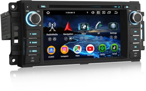 Erisin 8-Kern 4GB+64GB Android 16 Autoradio Bluetooth GPS Navigation für Jeep Compass Patriot Chrysler 300C Dodge Avenger Journey RAM 1500 CarPlay Android Auto WiFi 4G DSP DAB+ OBD2 USB RDS CD Player