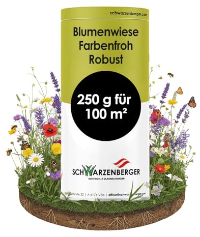 Samen Schwarzenberger I Mehrjährige Blumenwiese I 250 g für 100 m² I schnell blühend & niedrigwachsend I farbenprächtig & trockenresistent I robuste Samenmischung für Schatten & magere Böden
