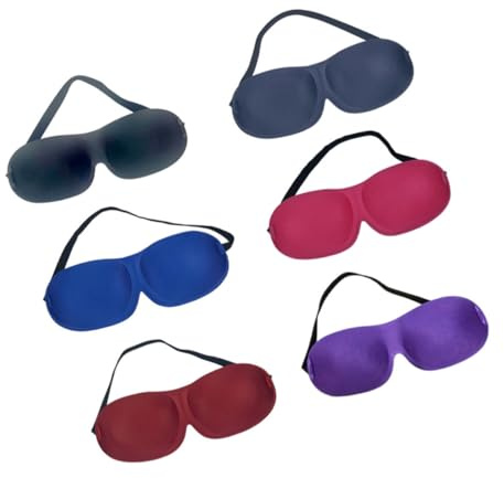 MUCKLILY 6pièces Masque pour Yeux Lot de Cache-œil sans Ailettes pour Nez Bandeau pour Dormir Maison Voyages Noir Bleu Rose