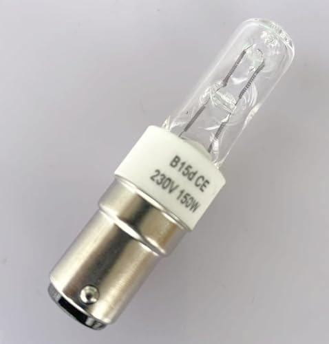 ShuoHui B15 B15d 150W Halogen Lamps, Dimmable, Warm White 2700 K, 1570 LM, Clear Halogen Ceram Base, for Ceiling Chandelier, Sewing Machine Wall Lamp (2)