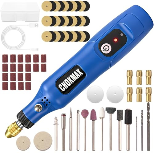 CHOKMAX Rotary Tool Kits, 3.7V Li-ion Mini Cordless Rotary Multi-Tool Kit Sander Grinder with 72pcs Accessories Electric Rotary 16000rpm Speed DIY Grinder for Polishing, Cleaning and Engraving