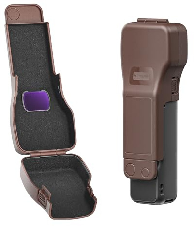 AMAZEAR Schutzhülle für DJI Osmo Pocket 4 3 Zubehör, Pocket 4 hülle, Braun | Osmo Pocket 3/4 Hard case mit Samtfutter, Objektivschutz, Gimbal & Display Schutz, Pocket 4 Creator Combo Accessories Tasche
