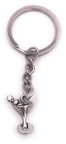 H-Customs Verre à cocktail avec fruit porte-clés pendentif en métal argenté