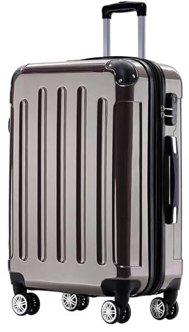 BEIBYE Zwillingsrollen 2048 Hartschale Trolley Koffer Reisekoffer Taschen Gepäck in M-L-XL-Set (Coffee, L)