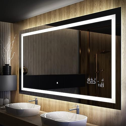 Badspiegel mit Beleuchtung - Led Spiegel Bad - 100x60 - Badezimmerspiegel Nach Maß - auf Individuelle Bestellung Gefertigt - Modernes Design - Ohne Rahmen