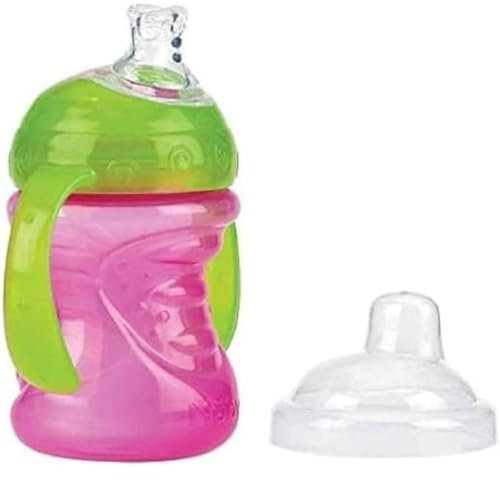 Nûby Taza Swirl™ de Silicona, antigoteo - 240ml - 6M+ - Taza con asas -Surtido