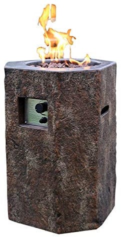 Kaminlicht Gas-Feuerstelle Tambora in Basaloptik aus Faserbeton Garten Terrasse