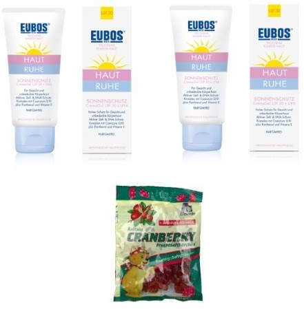 Haut Ruhe Sonnenschutz Creme Gel LSF 30 + UVA Sparset 2x50 ml + Gratis Avitale Cranberry Bärchen 1x100g