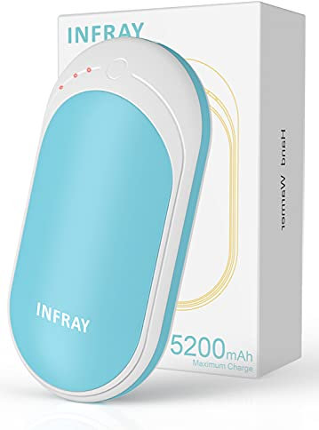 infray Handwärmer, USB wiederaufladbare 5200mAh Power Bank Elektrische Handheizung Doppelseitige Heizung Tasche Handwärmer, Perfekte Winter Geschenk für Frauen Männer - Blau