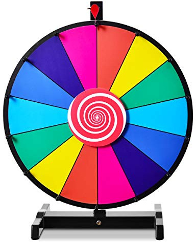 DREAMADE Ruota della Fortuna da Tavolo con Marcatore e Cancellatore, Ruota Casuale del Premio Rotante, Gioco per Fiere/Carnevale/Casinò/Festa/Mercato/Lotteria, Colorato (18 Pollici/Diametro 48 cm)