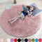 Tapis rond à poils longs pour chambre à coucher, chambre d’enfant ou dortoir, tapis pelucheux et moelleux, décoration mignonne pour bébé/adolescente, 1,2 x 1,2 m, rose clair