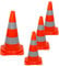UvV Leitkegel Warnleitkegel Pylon, 4 Stück Set Kegel orange mit stark reflektierenden Folienstreifen, stapelbar, ca. 50 cm hoch (Orange-RA2-Reflex)
