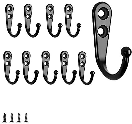 JINXIAN 10 Stück Garderoben Haken Kleiderhaken Wandhaken Vintage Handtuch Haken Kleider Haken Eisen Haken Vintage Landhaus Retro(schwarz)
