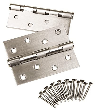 SOTECH 4 Stück Türbänder 101 x 76 x 2,0 mm Aufschraubband Edelstahl SS304 kugelgelagert mit Edelstahlschrauben Scharnier Tragkraft 60 kg Türscharniere für Innen- und Außenbereich