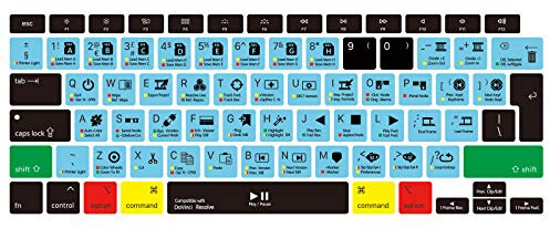MMDW DaVinci Resolve Shortcut Hotkeys Keyboard Cover A2179 Silicone Skin Keyboard Protector for MacBook Air 13 inch with Touch ID A2337 M1 Chip European Layout