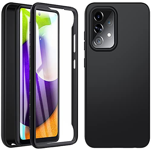 OWKEY für Samsung Galaxy A52 5G&4G / A52s 5G Hülle, 360 Grad Stoßfest Handyhülle Silikon Roubst Cover mit Integriertem Displayschutz Schutzhülle Case Cover (Schwarz)