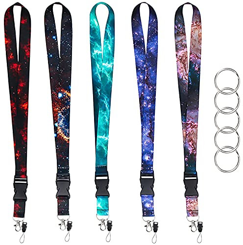 Schlüsselband Lanyard Umhängeband 5 PCS Schlüsselbänder mit Schlüsselbund für Kartenhuellen Kinder Eltern Ausweise Handy Schlüssel Autoschlüssel Kamera Gurt Mehrfarbig
