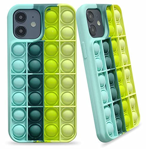 elexal Poppet Fidget Phone Case Compatible for iPhone 12/12Pro, Silicone Green Phone Case for Boys, Anti-Anxiety Anti-Depression OCD ADHD Stress Relief Fidget Toy