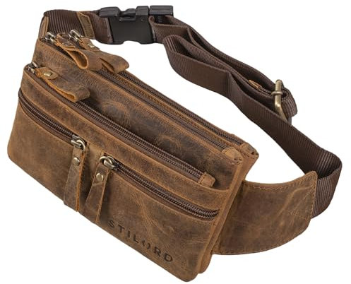 STILORD 'Damian' Große Bauchtasche Leder Vintage Gürteltasche für Herren Damen Crossbody Hip Bag Moderne Hüfttasche für Reisen Jogging Festival aus Echtem Leder, Farbe:vinto - braun