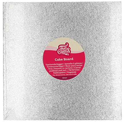 FunCakes Base Tarta Cuadrada 25 x 25 cm - Plata: Base para tartas, de buena calidad, aspecto lujoso, 1 pieza