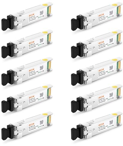 10Pack 10GBase-LR SFP+ Transceiver, 10G LC Single Mode Module for Cisco SFP-10G-LR, Meraki MA-SFP-10GB-LR, Ubiquiti UF-SM-10G, Mikrotik, D-Link, Supermicro, Netgear DDM, 1310nm, 10km