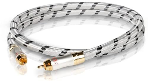 SKW Flagship Series Cable RCA Coaxial Digital Audio, Cobre de alta pureza con baño de plata Cable de Audio RCA S/PDIF con OD:10mm para sistema HiFi de gama alta - 1M