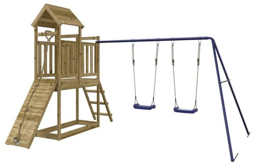 vidaXL Spielturm mit Schaukeln Kletterwand Imprägniertes Kiefernholz
