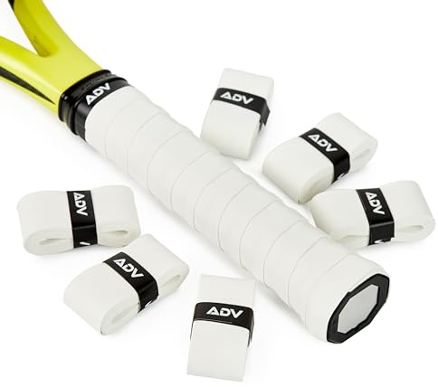 ADV Dry Tennis Overgrip Tape - 3, 12, 30, 60 Pack - FeltTac Tennis Racket Grip Tape - Ultra Absorbent Tennis Grip Tape - Comfort Tennis Racket Grips - Tennis Grips Overgrip (6-Pack White)