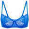 DOBREVA Women's Lace Balconette Bra Half Cup Non Padded Push Up Underwire Sheer Bras Sky Blue 34DD